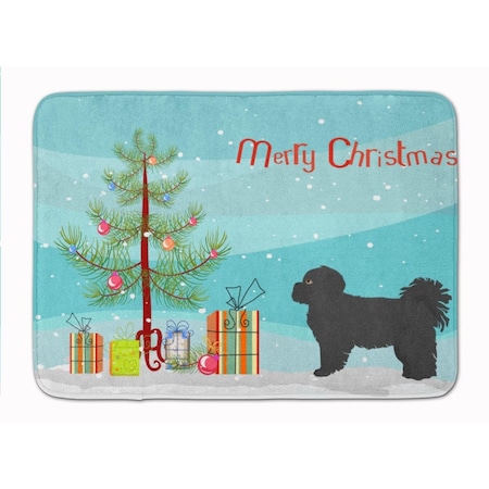 Carolines Treasures Black Pekeapoo Christmas Tree Machine Washable Memory Foam Mat CK3858RUG